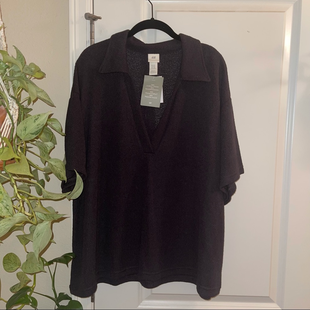 BNWT H&M knitted charcoal cap sleeve top